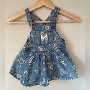 Baby OshKosh Floral denim overall dress - size 12 M
